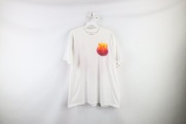 Vtg Streetwear Mens XL Distressed Air Brushed Fire Flames Short Sleeve T-Shirt - £27.05 GBP
