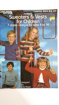 Leisure Arts 1982 Knitting Pattern Leaflet #234 Sweaters & Vests For Children - $7.92