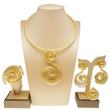 Women&#39;s Jewelry Sets Gold Plated Necklaces Simple Earrings Italian Fashion Rings - £106.06 GBP