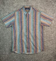 Maui Trading Company Shirt Men Medium Striped Short Sleeve Button Up Cam... - £13.50 GBP