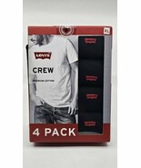 LEVIS Men&#39;s SIZE XL 4 Pack Black Crew Neck Premium Cotton Logo T Shirt S... - €27,11 EUR