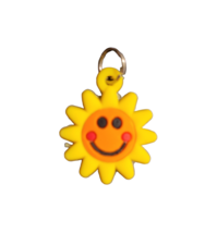 Rubber Silicone Mini Craft Jewelry Bracelet Charm - Sun w/ Smiley Face - £5.52 GBP