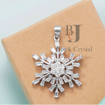 4.80Ct Baguette Cut Simulated Diamond ICY Snowflake Pendant 14K Gold Finish - £78.20 GBP
