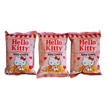 HELLO KITTY Wheat Cracker BBQ Chips 3.53oz/100g, Three (3) Bags - $203.33 MXN