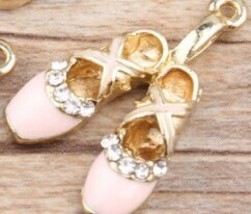 100pcs 17*27mm diy jewelry accessories gold-color alloy enamel rhinestone ballet - $74.77