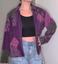 Vintage Napa Valley Jacket Women Sz XL Embroidered Patchwork Purple - $11.20