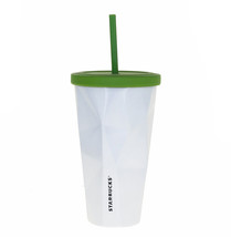 Starbucks Stainless Steel Chiseled Tumbler Pearlescent White Green 16Oz Cold Cup - £46.28 GBP
