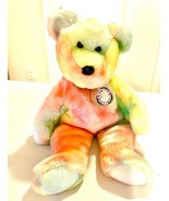 Ty 2000 Retired Beanie Ty-Dye Tylon Happy Birthday Bear 15 Inch Rainbow ... - £14.84 GBP