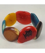 Vintage Multicolor Distressed Stretchy Bracelet Statement Beaded - $16.56 CAD