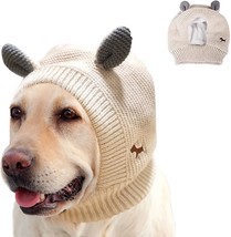 Dog Knitted Hat Winter Warm Bunny Ears Design Ear Muffs Noise Protection - £14.41 GBP