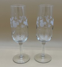 Disney Mickey Mouse Icon Head Etched Frosted Champagne Flutes Glasses Set Of 2 - $23.26