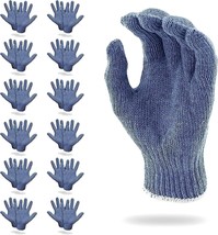 Gray Cotton Poly String Knit Gloves M Size Washable 1 Dozen 12 Pairs - $15.61