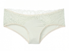 Victoria&#39;s Secret Lace Trim Cheeky Panty Pale Sky Gray Underwear L Large... - £11.00 GBP