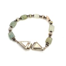 Vintage Signed Sterling Saki Raw Aventurine Beaded Hand Quartz Bracelet ... - $87.98 CAD