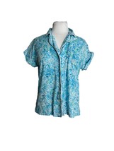 Lauren Ralph Lauren Pajama Top Size Small Blue Flannel Paisley Button Front - £14.76 GBP