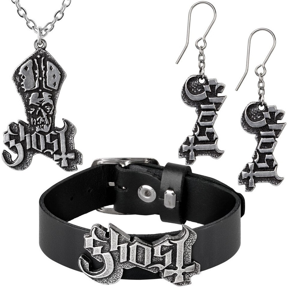 Alchemy GHOST Metal Band Jewelry Pendant Earrings Leather Wriststrap Bra... - $29.95+