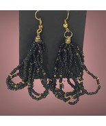 hand made black seed beads dangle earrings - $10.94 CAD