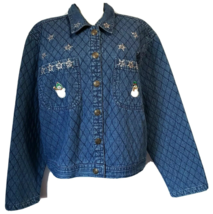 PTNY Quilted Denim Jacket Womens size L  Snowflakes - £20.45 GBP