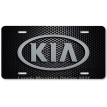 Kia Inspired Art Gray on Black Mesh FLAT Aluminum Novelty Auto License T... - $17.99