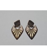 Silver/Gold Tone Leaf Pattern Dangle Earrings Vintage  - $14.00 CAD