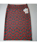 LuLaRoe Cassie Women Skirt Size L Red Midi Stretch Festive Preppy Tube P... - £11.32 GBP