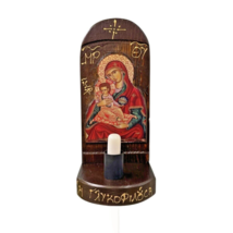 Virgin Mary Sweetkissing Electric Wall Plaque Greek Orthodox Handmade Ic... - $54.82