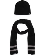Hurley Black/ Grey Stripe New Yorker Soft Knit Beanie Hat Scarf Holiday ... - £7.92 GBP