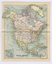 1912 ANTIQUE MAP OF NORTH AMERICA / CANADA UNITED STATES MEXICO WEST INDIES - £19.35 GBP