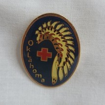 Oval Oklahoma Red Cross Hat Lapel Pin Headdress Pin - £4.69 GBP