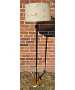 MCM 60s Fiberglass Drum Shade Floor Lamp Atomic Butterfly Black/Gold 62&quot;... - €214,98 EUR