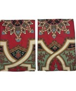 Pottery Barn Ashton Medallion Euro Pillow Shams Set of 2 Red Organic Cot... - $32.49