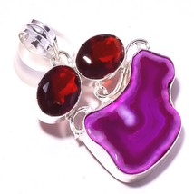 Pink Botswana Agate Faceted Garnet Gemstone Pendant Jewelry 2&quot; SA 1881 - £5.21 GBP