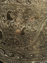 MAMLUK OTTOMAN Syria hand etched Brass scenes vessel QAJAR Antique 1850-... - £399.78 GBP