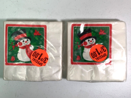 2 Vintage Hallmark Ambassador Christmas Napkins Snowman 16 Each Package ... - £14.08 GBP