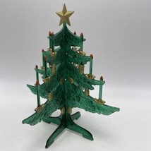 Christmas Tree 3D Standing Plastic Translucent Stores Flat Slots KD 8&quot; Vintage - £23.05 GBP