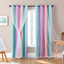 Curtains for Girls Bedroom , W52 X L63 Kids Room Unicorn Princess Theme Room Dar - £27.58 GBP