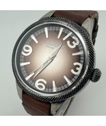 Lucky Brand Analog Quartz Watch Men Silver Brown Leather Analog New Battery - $599.35 MXN