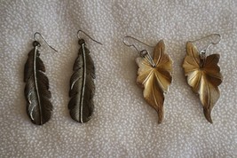 Lot Silver &amp; Gold Toned Fashion Jewelry Feather Leaf Hook Dangle Drop Ea... - $9.50