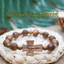 Agarwood Rosary Bracelet with Cross – Natural Catholic Gift for Men and ... - $559.19 MXN+