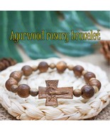 Agarwood Rosary Bracelet with Cross – Natural Catholic Gift for Men and ... - $550.96 MXN+