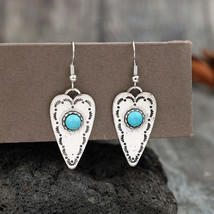 Alloy Turquoise Heart Dangle Earrings - $17.95