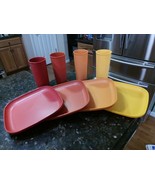 VTG Tupperware Luncheon Lunch Plates and Tumblers Lot Autumn Harvest 874... - $1,229.40 MXN