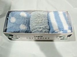 Cozy Socks 13&quot; Crew Length 3 Pairs Assorted Designs Fits Most Carolina Blue - $12.99