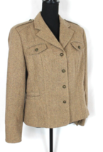 Nygard Collection Military Coat Woman Size 12 Brown Tweed Bronze Button Front - £25.57 GBP