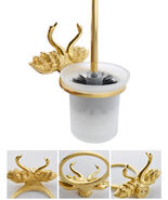 Gold Pvd NeW Classic style bathroom brass swan toilet brush holder - $199.00