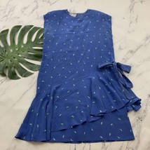 Maggy London Womens Vintage Silk Shift Dress Size 12 Blue Leaf Print 80s - £19.75 GBP