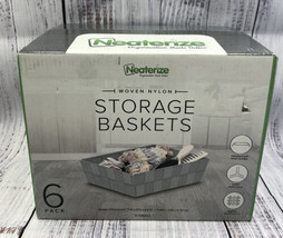 Neaterize Woven Nylon Storage Baskets 6 Pack 7&quot;W x 9&quot;D x 2.5&quot;H Black XSmall - £35.16 GBP