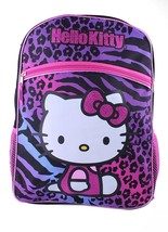 Hello Kitty Animal Estampado Mochila Escolar Leopardo Cebra Lila Azul Ro... - $14.99