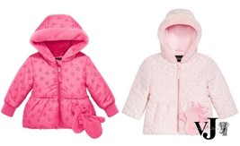 S Rothschild &amp; Co Baby Girls Quilted-Heart Hooded Jacket &amp; Mittens - £18.29 GBP