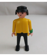 1974 Geobra Playmobile Man Wearing Yellow Shirt &amp; Black Pants 2.75&quot; Figure - $10.77 CAD